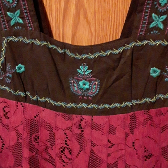 Free People embroidered lace ruffle dress 4 - Picture 2 of 6